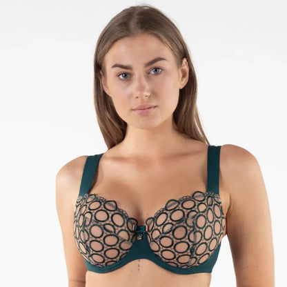 Sheer Mesh Tulle Tulip Seam Balconette Bra Boobie Emerald - STREET STYLE
