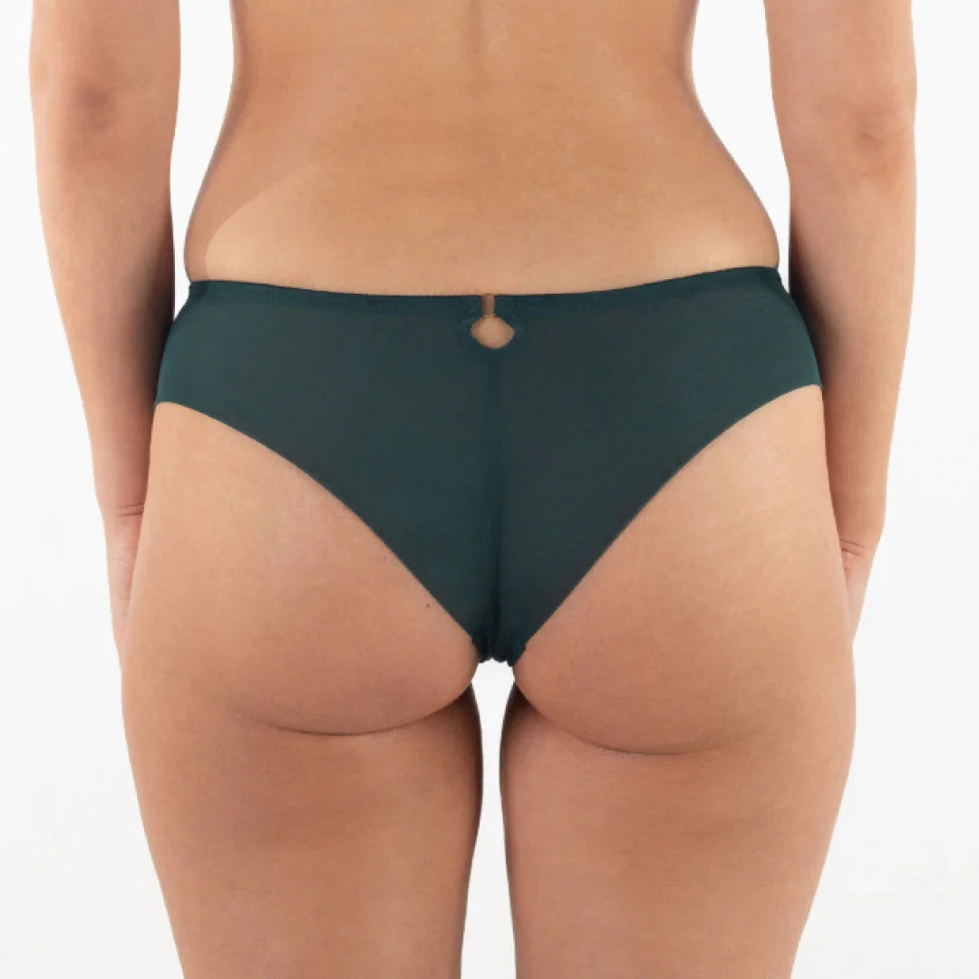 Sheer Mesh Tulle Embroidered Tanga Panty Boobie Emerald - STREET STYLE