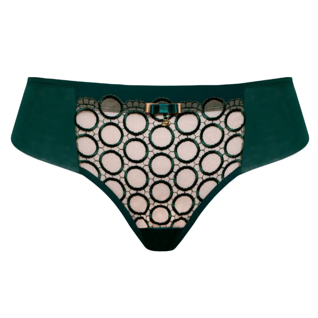 Sheer Mesh Tulle Embroidered Tanga Panty Boobie Emerald - STREET STYLE