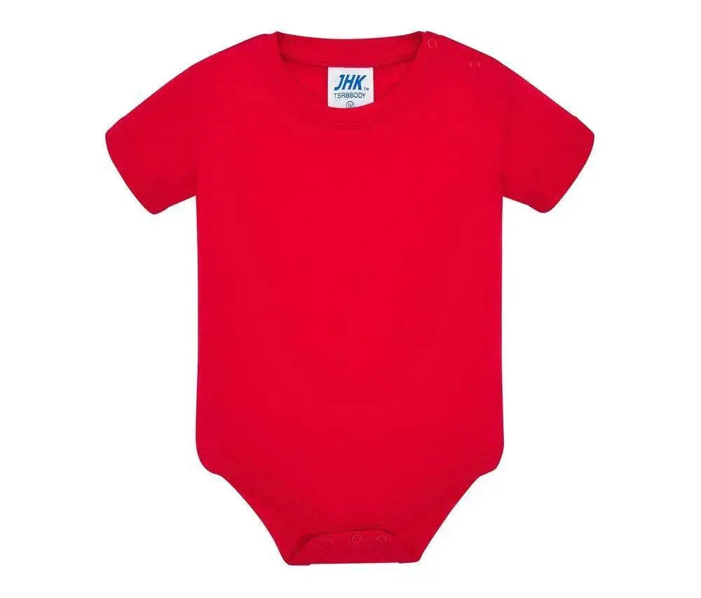 Body da neonato rosso a maniche corte in cotone, stile streetwear urban, bottoni sul cavallo