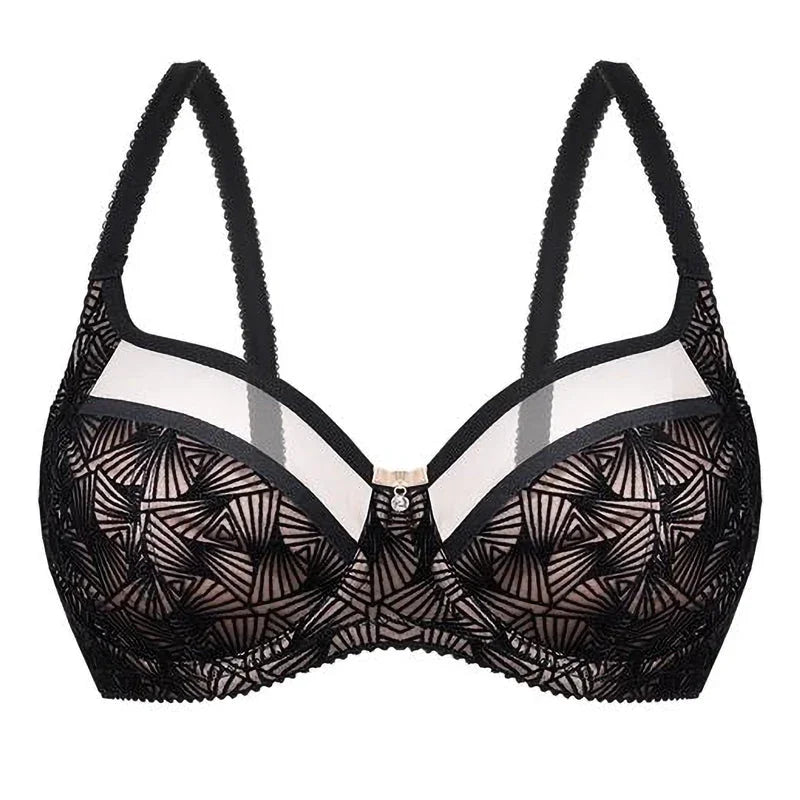 Semi-Sheer Soft Velvet Full Figure Underwire Bra Zoe - STREET STYLE