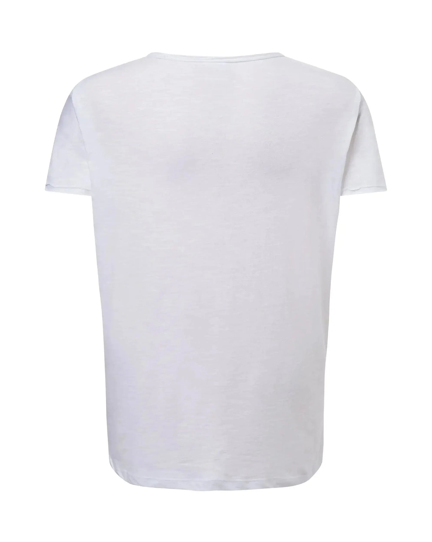 T-shirt uomo bianca, manica corta, 100% cotone fiammato, stile streetwear urban.