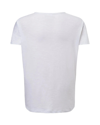 T-shirt uomo bianca in cotone fiammato, manica corta, stile streetwear urban
