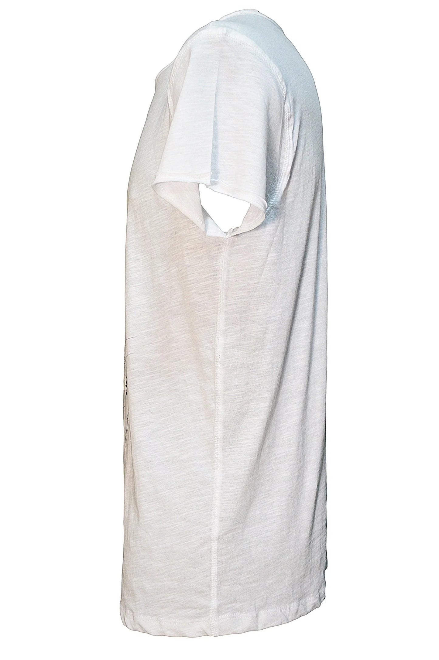 Maglietta uomo bianca, cotone fiammato, stile urban streetwear, maniche corte.