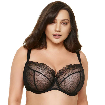 SALE - Sheer Mesh Balconette Bra Gorteks Pamela Black - STREET STYLE