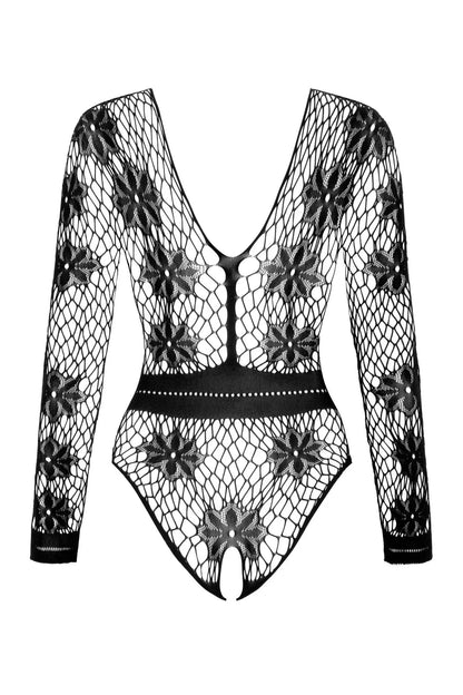 Sexy Long Sleeve Fishnet Bodysuit Regina Black - STREET STYLE