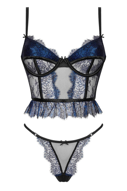 Sheer Lace Longline Bra & Sexy String Beauty Night Saphira - STREET STYLE