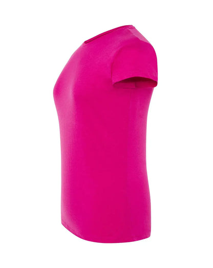 T-shirt donna rosa fucsia in cotone pettinato, stile streetwear urban, manica corta