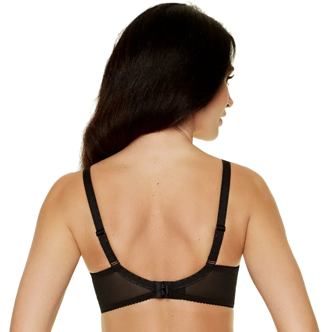 Sheer Full Figure Bra Gorteks Fiore Black - STREET STYLE