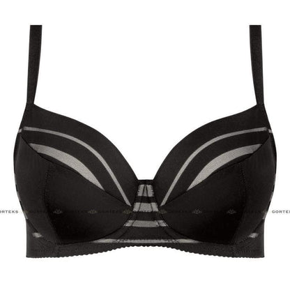 Full Figure Padded Striped Bra Gorteks Luna Black - STREET STYLE