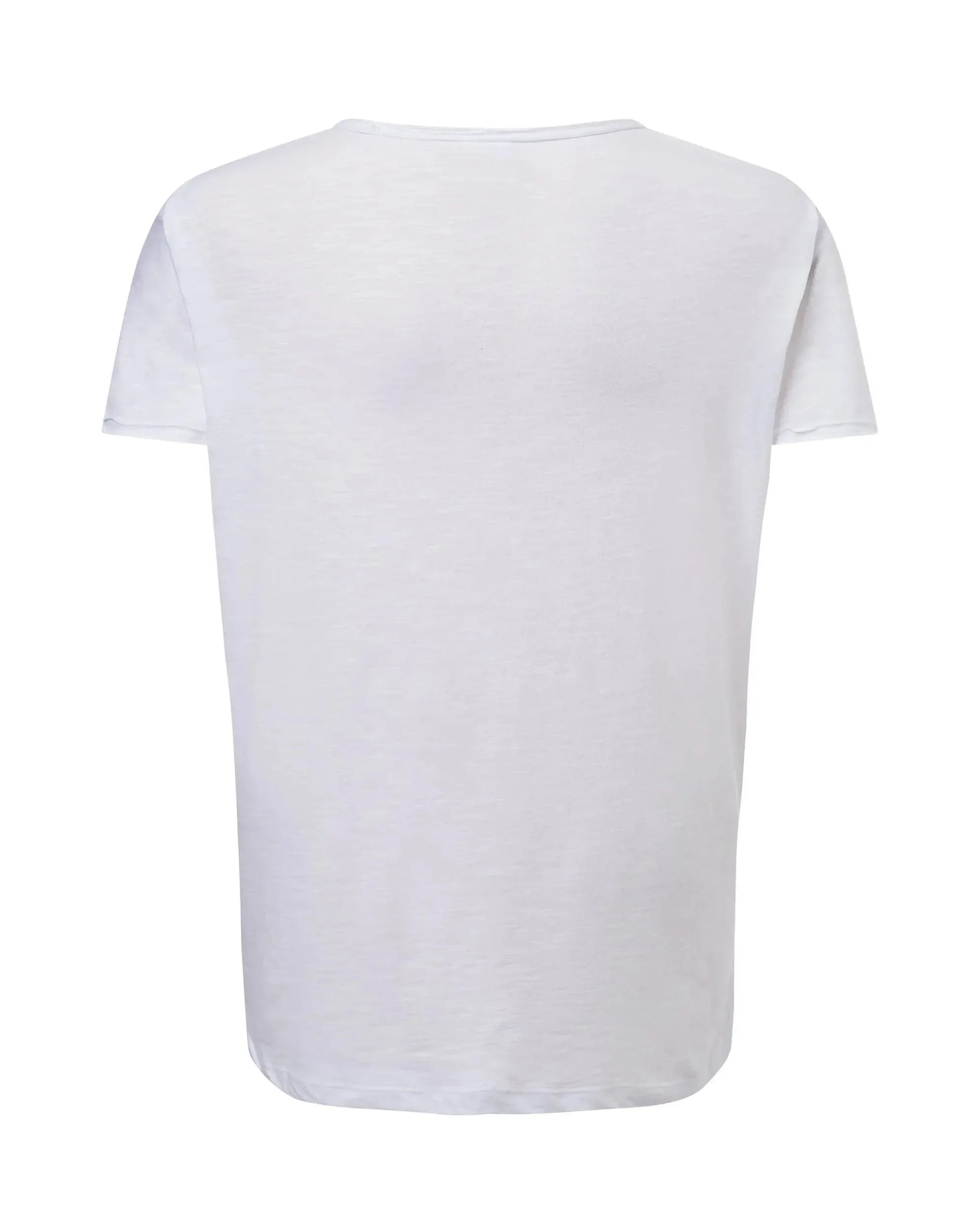 T-shirt uomo bianca in cotone fiammato, manica corta, stile urban streetwear.