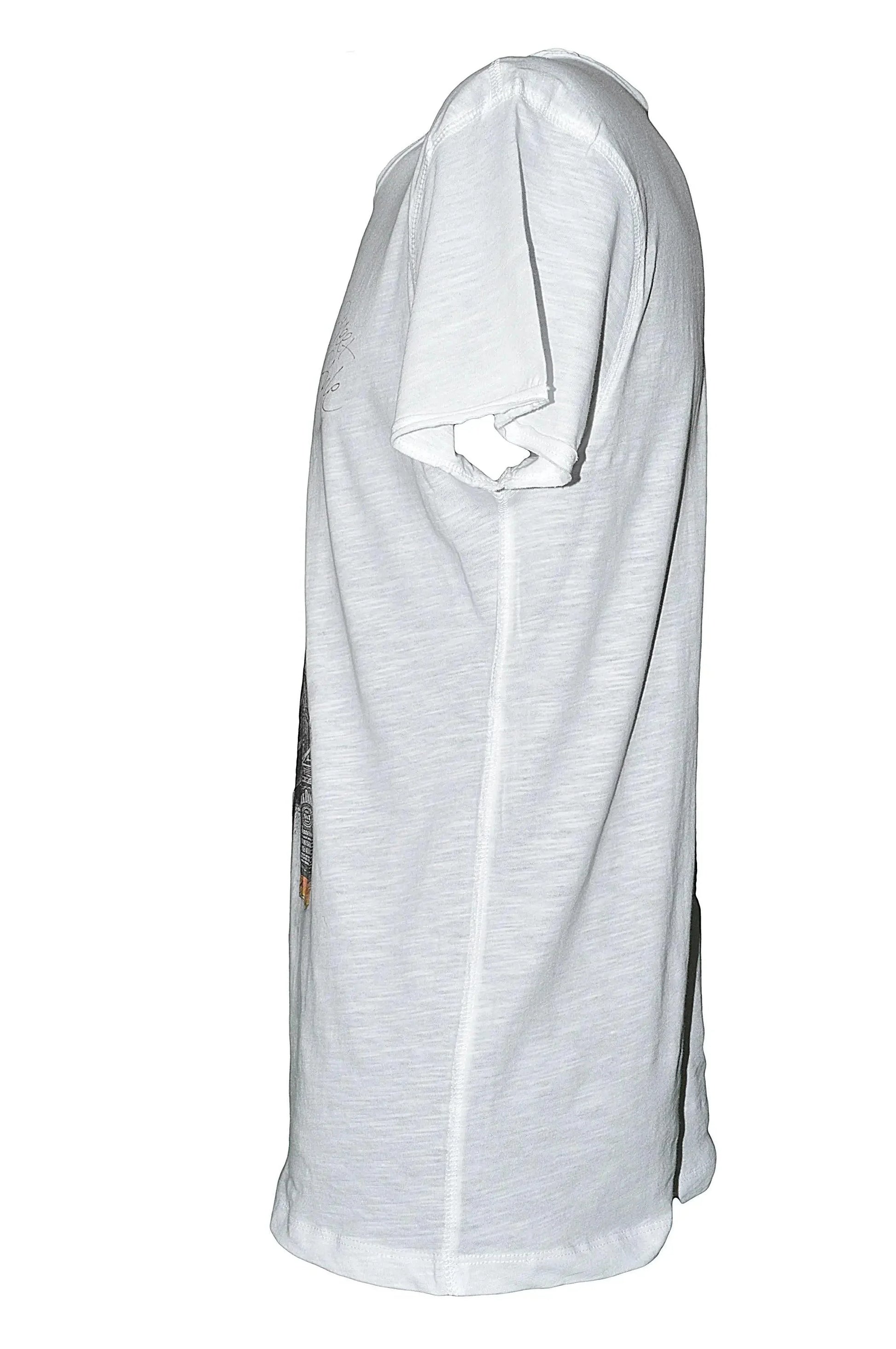 T-shirt uomo bianco grigio in cotone fiammato leggero, stile urban streetwear, manica corta