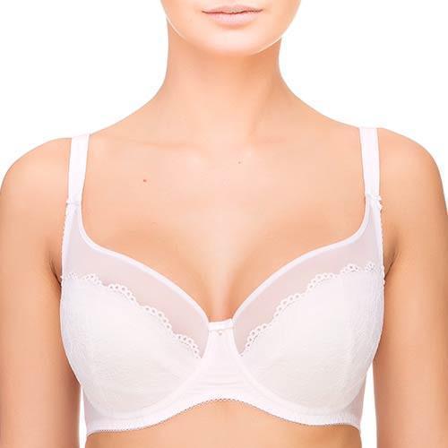 Lace Overlay Full Figure Bra Lauma Vivian White - STREET STYLE