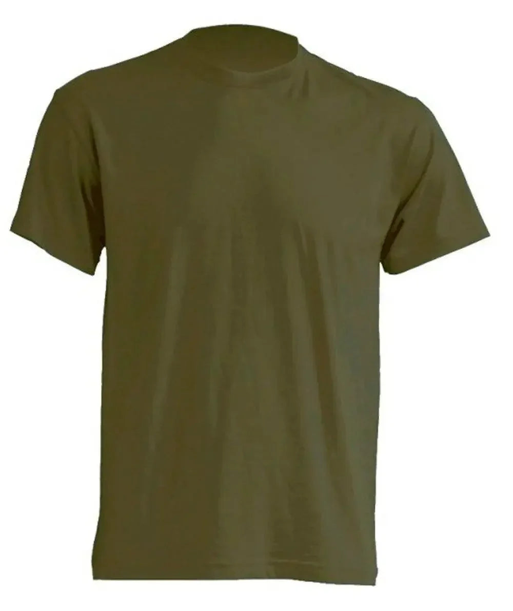 T-shirt basic uomo color verde militare in cotone, stile streetwear urban alla moda.