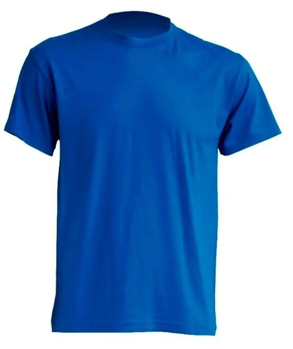 T-shirt uomo blu elettrico in cotone, stile streetwear urban, manica corta, vestibilità regular