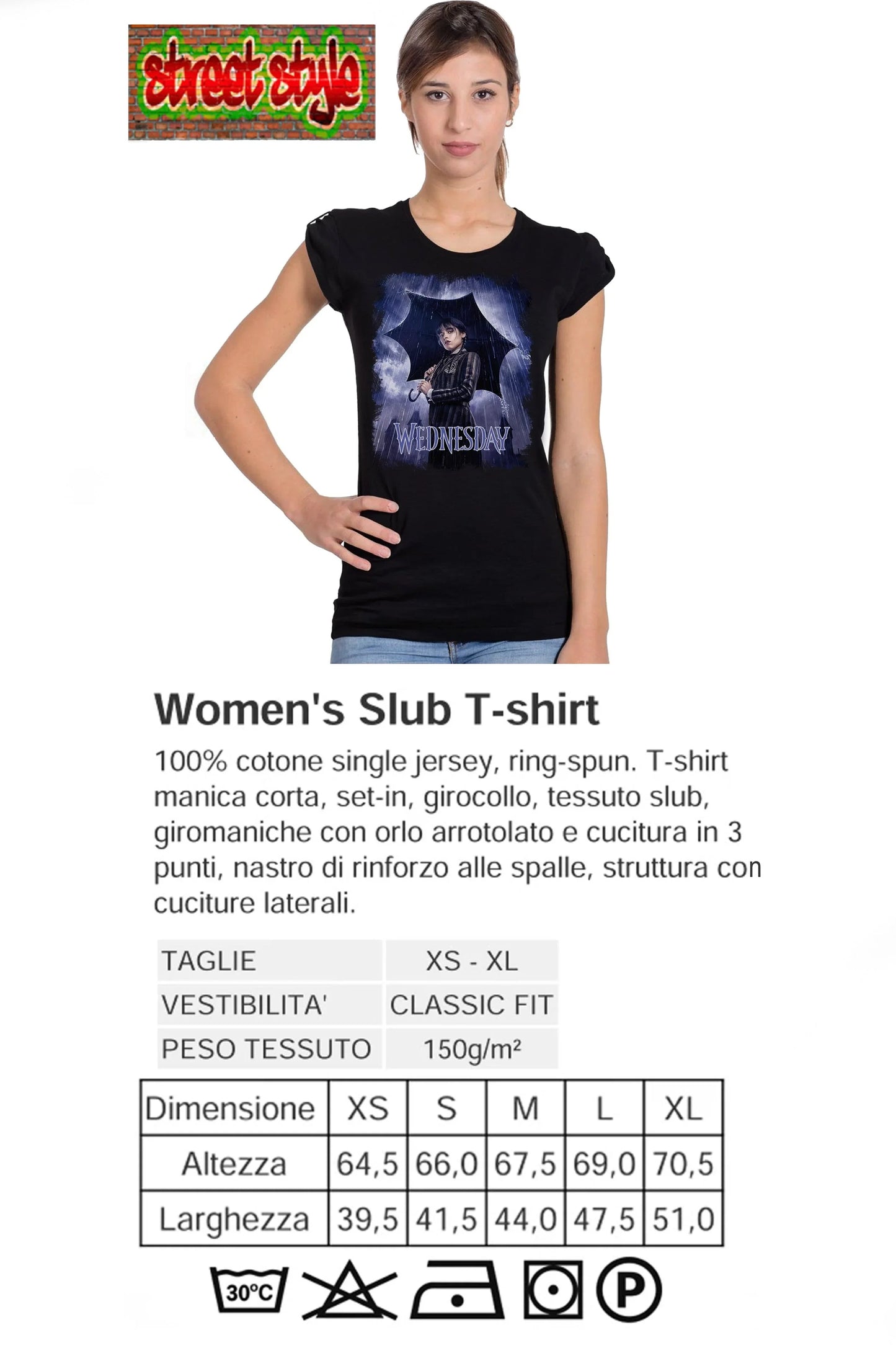 Mercoledì T-shirt Slub Donna | 100% Cotone Bio - STREET STYLE