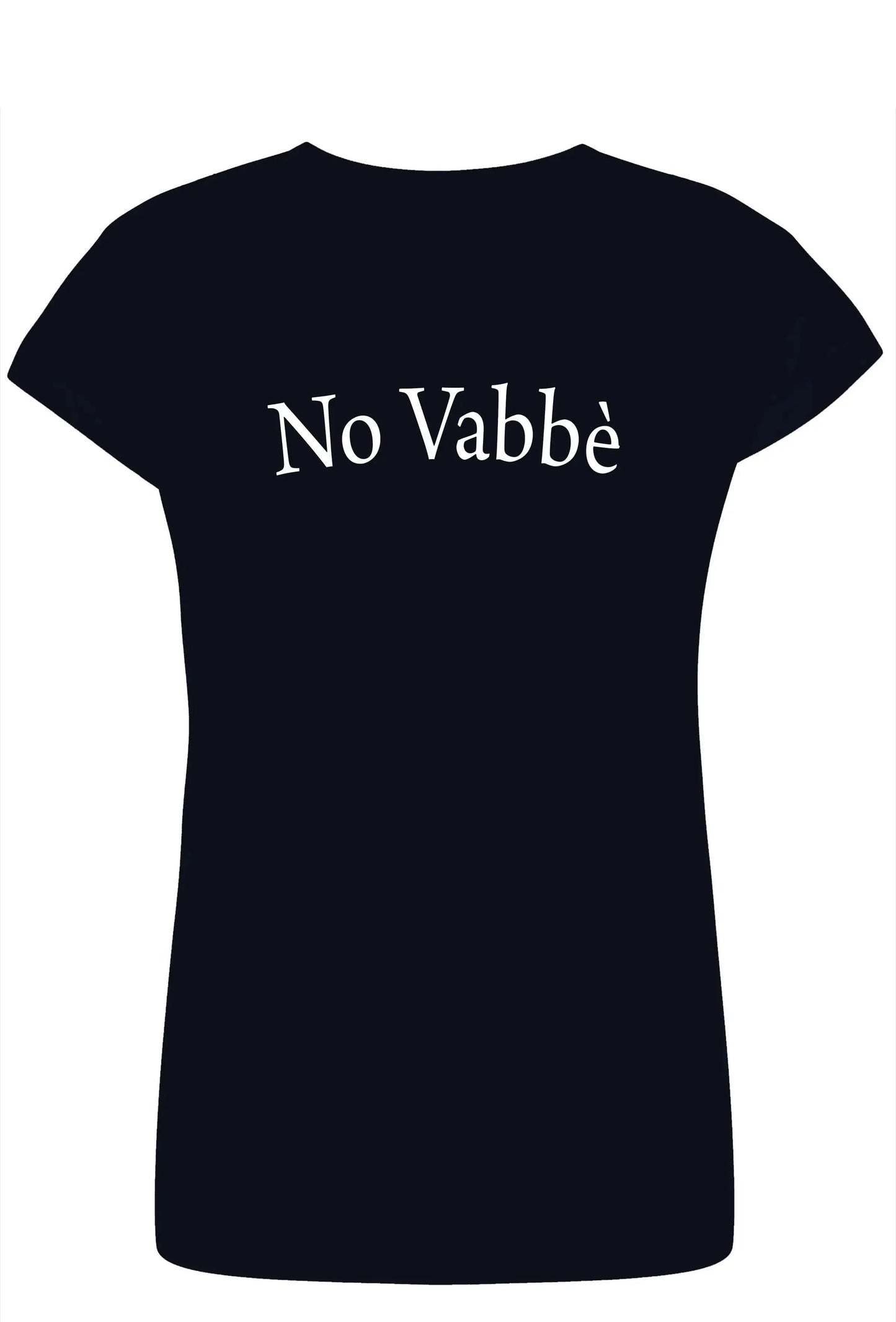 T-shirt donna streetwear nera in cotone pettinato con scritta No Vabbè bianca, stile urban