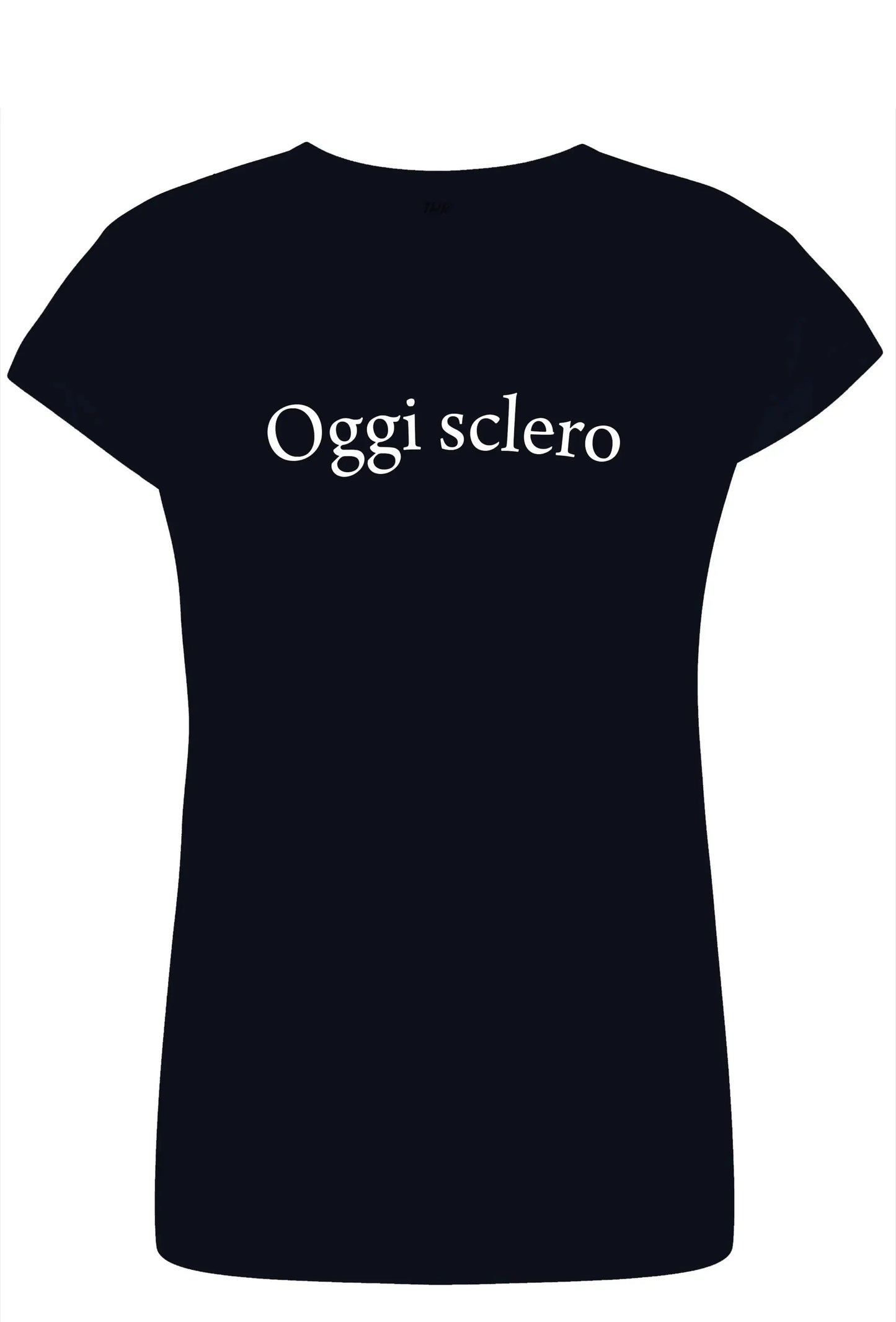 T-shirt donna streetwear nera in cotone pettinato con scritta bianca Oggi sclero