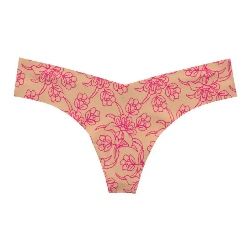 Playful Print Seamless Thong Panty Commando - STREET STYLE