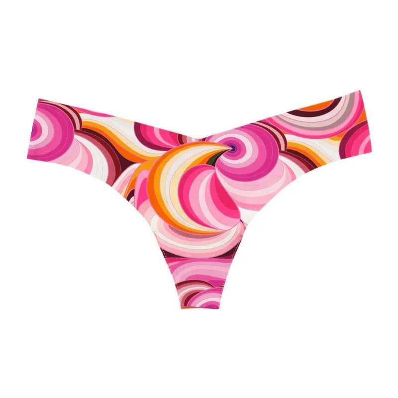 Playful Print Seamless Thong Panty Commando - STREET STYLE