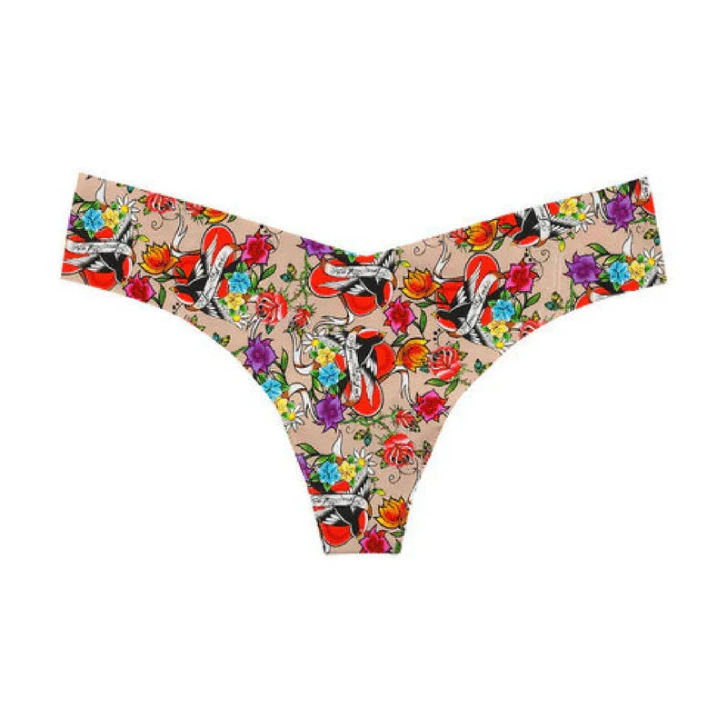 Playful Print Seamless Thong Panty Commando - STREET STYLE