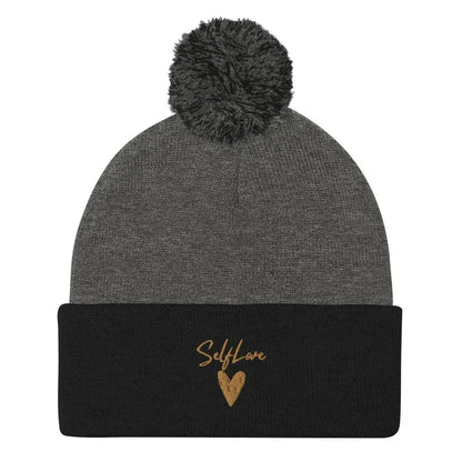 Self Love Pom-Pom Beanie - Women's Beanie with Embroidery - STREET STYLE
