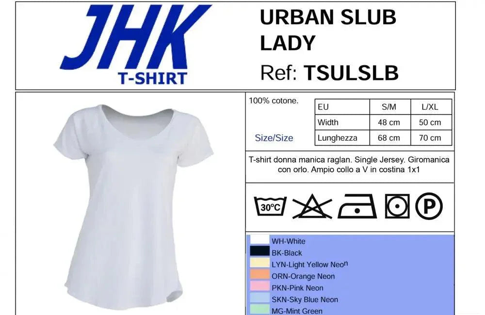 T-shirt donna streetwear bianca in cotone, manica raglan, collo ampio, stile urban.