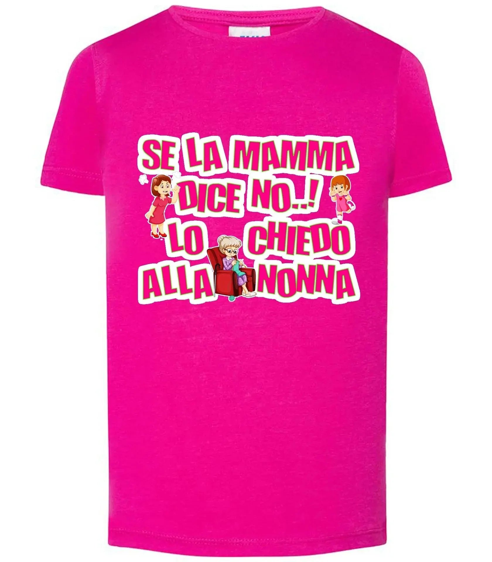T-shirt slim streetwear fucsia in cotone con stampa ironica e disegni di famiglia, stile urban