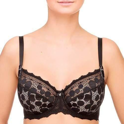 Lauma Pearly Shadow Semi Sheer Full Figure Polka Dot Lace Bra - STREET STYLE