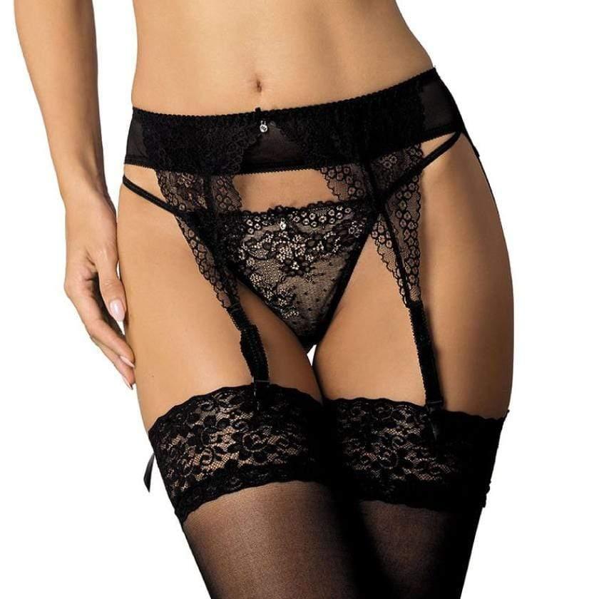 Sexy Sheer Lace Garter Belt Gorteks Scarlet Black - STREET STYLE