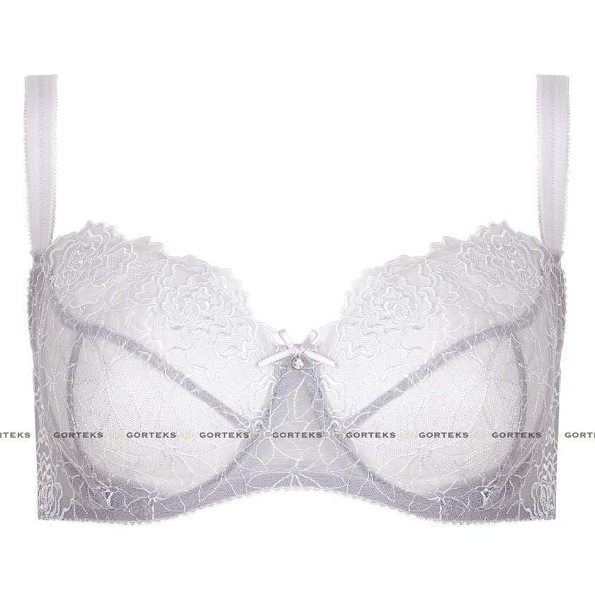 Sheer Mesh Balconette Bra Gorteks Pamela Silver - STREET STYLE