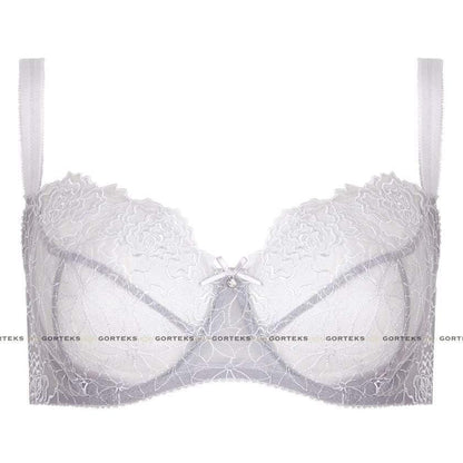 Sheer Mesh Balconette Bra Gorteks Pamela Silver - STREET STYLE