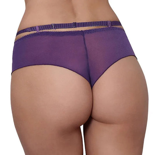 Sheer Lace Brazilian Thong Panty Axami Miami Vibe Purple - STREET STYLE