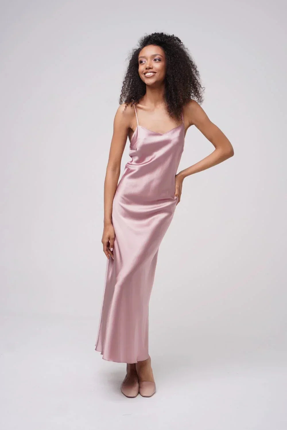 Amoralle Silk Light Elysian Maxi Slip Dress for Women – Pure Silk Bias-Cut Long Slip with Lace Details and Adjustable Straps, Elegant Evening & Luxury Lounge Dress - STREET STYLE