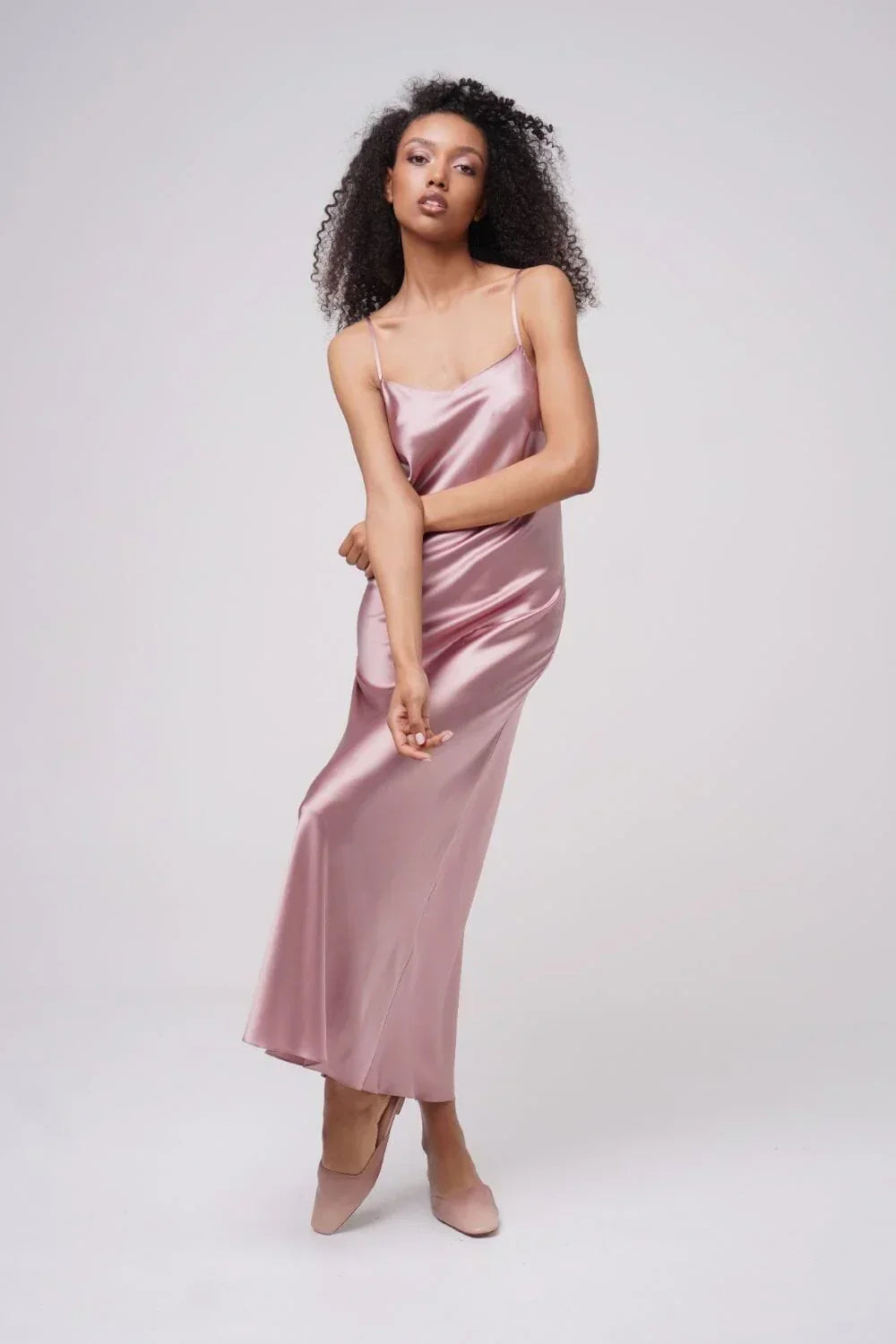 Amoralle Silk Light Elysian Maxi Slip Dress for Women – Pure Silk Bias-Cut Long Slip with Lace Details and Adjustable Straps, Elegant Evening & Luxury Lounge Dress - STREET STYLE