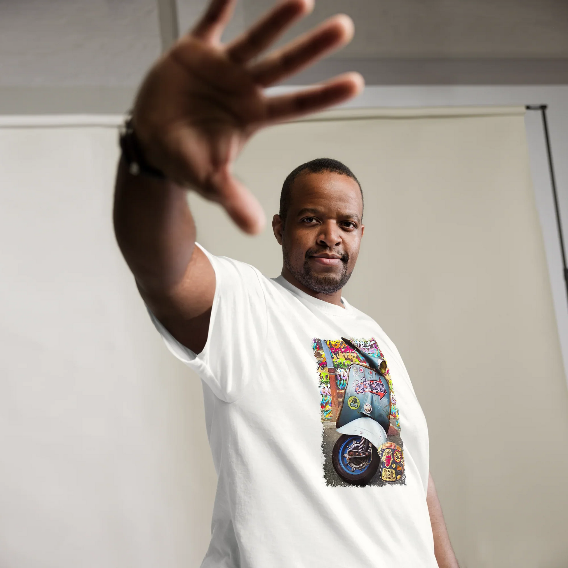 T-shirt Uomo Stampa Scooter Vintage Stile Graffiti Urbano 11011-VES - STREET STYLE