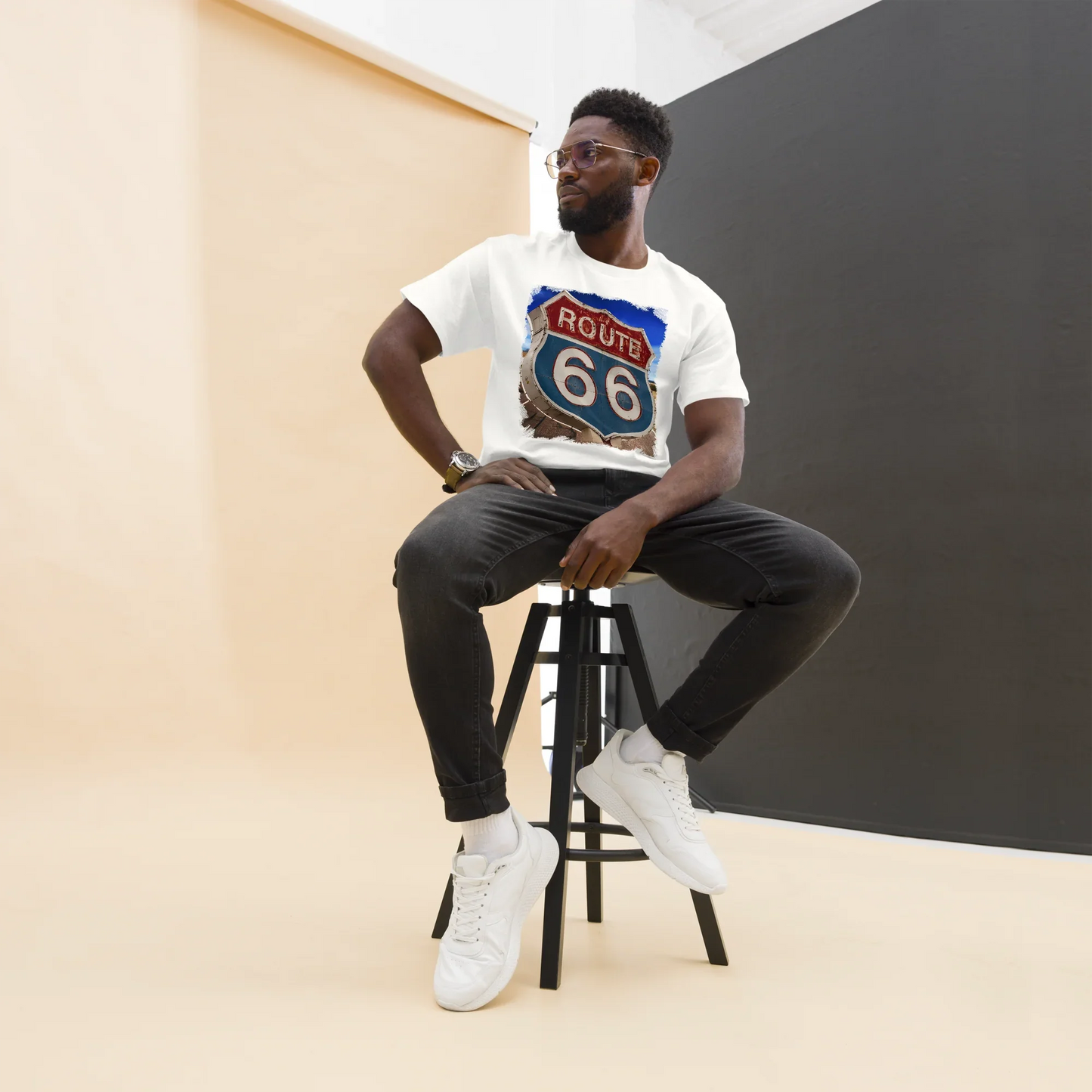 T-shirt Uomo Route 66 - Stampa Vintage Iconica Americana 12066-4 - STREET STYLE