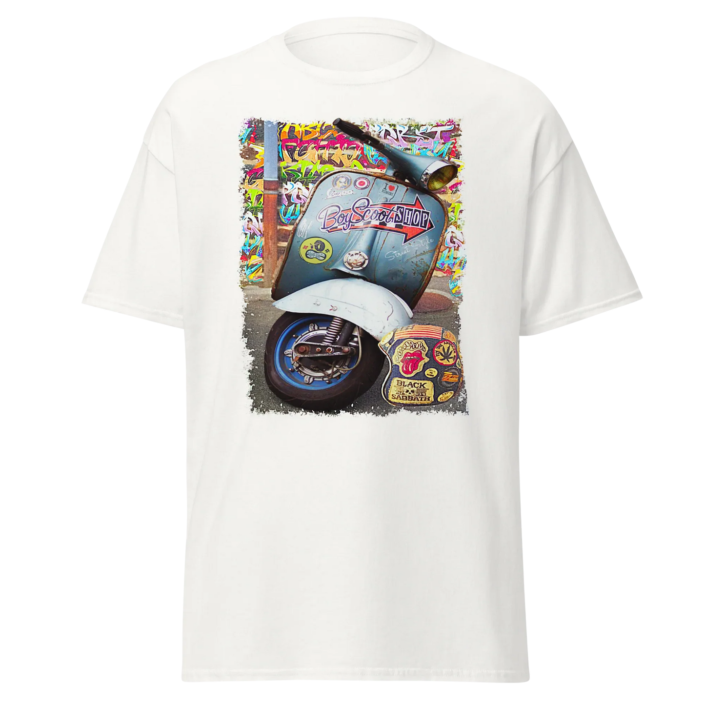 T-shirt Uomo Stampa Scooter Vintage Stile Graffiti Urbano 11011-VES - STREET STYLE