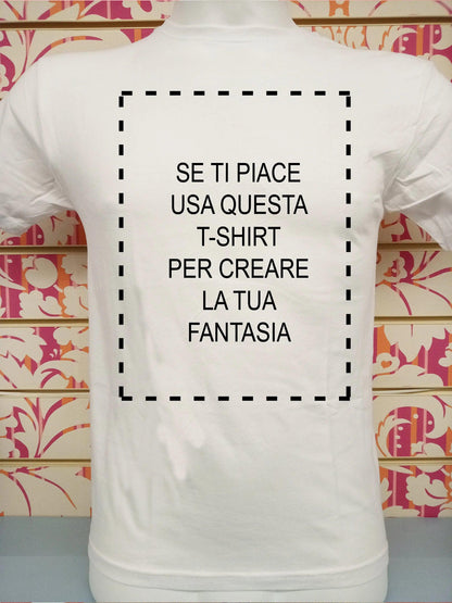 T-shirt bianca da uomo in cotone, stile streetwear, retro con stampa grafica nera delineata.