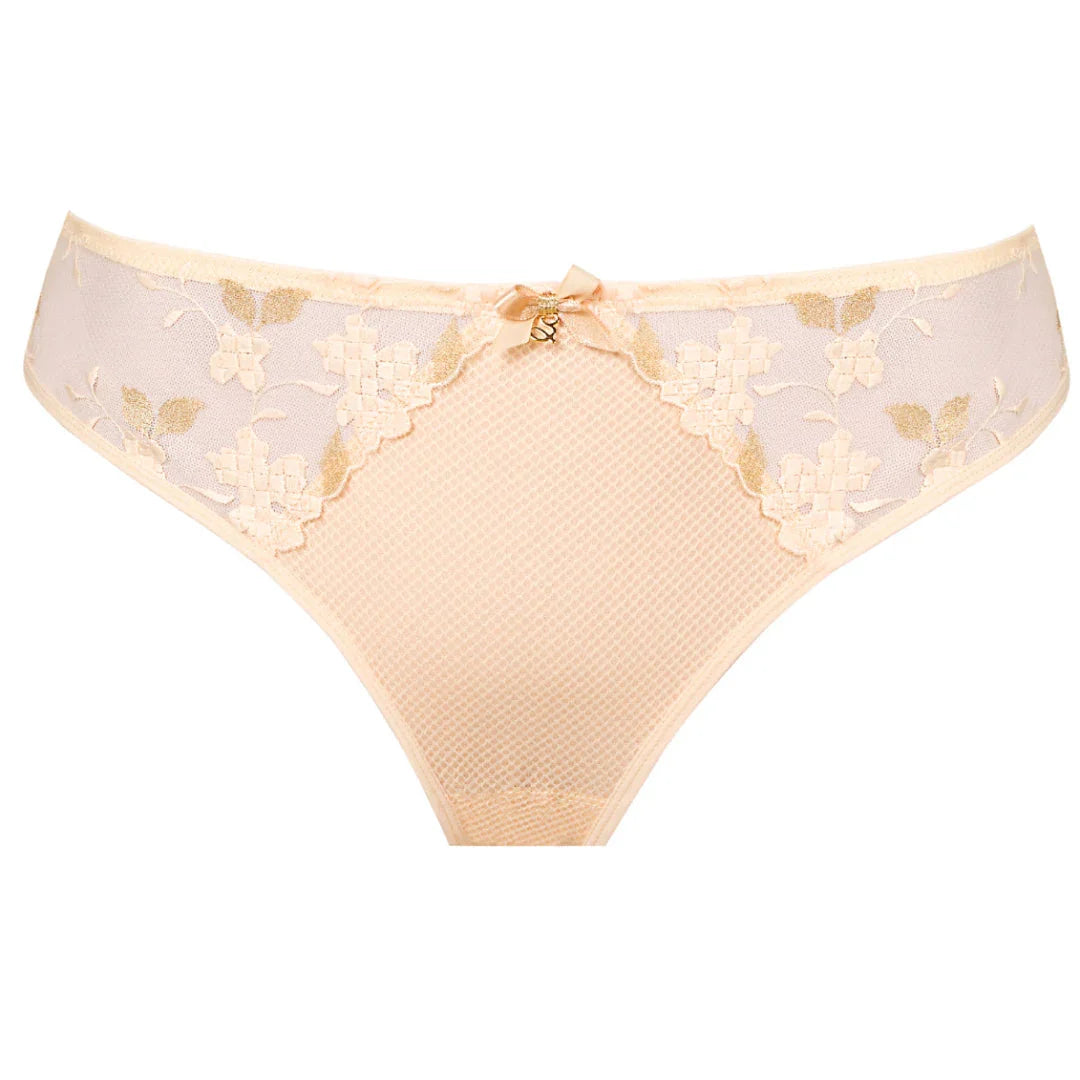 Sheer Mesh Tulle Embroidered Tanga Panty Valeria Biscuit - STREET STYLE