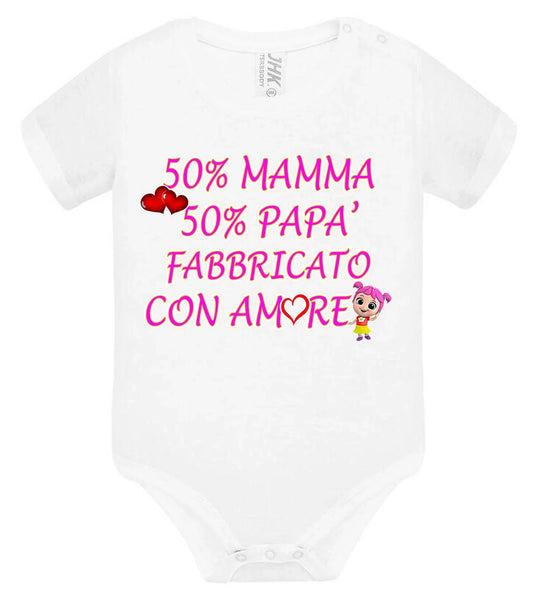 Body neonato bianco in cotone, stampa rosa con scritta divertente, stile streetwear urban