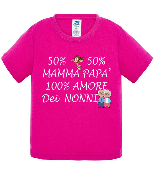 50% Mamma 50% Papà' Amore degli ZII - T-shirt per Bambino/a Mod. Baby & Kid Da 0 a 8 anni - STREET STYLE