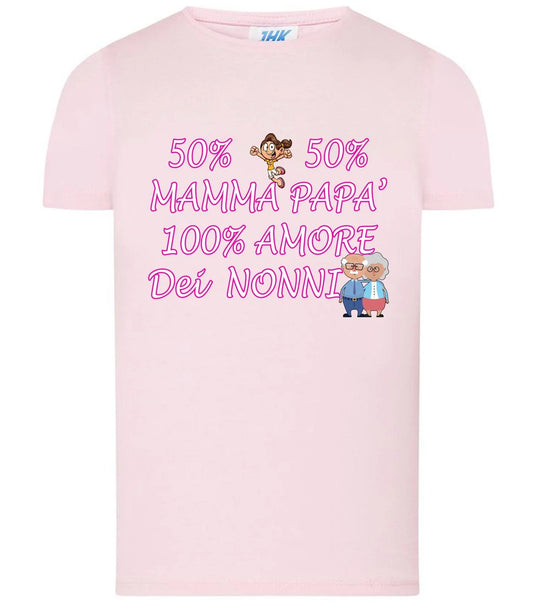 50% Mamma 50% Papà Amore dei Nonni T-shirt solo da femmina Mod. Slim - STREET STYLE