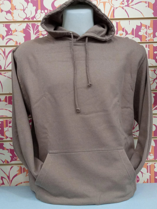 Felpa unisex streetwear beige con cappuccio, tasca frontale e stile urban casual.