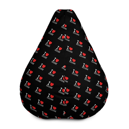 Sacco pouf nero streetwear con stampa urban I Love Riccione, tessuto moderno e colori vivaci