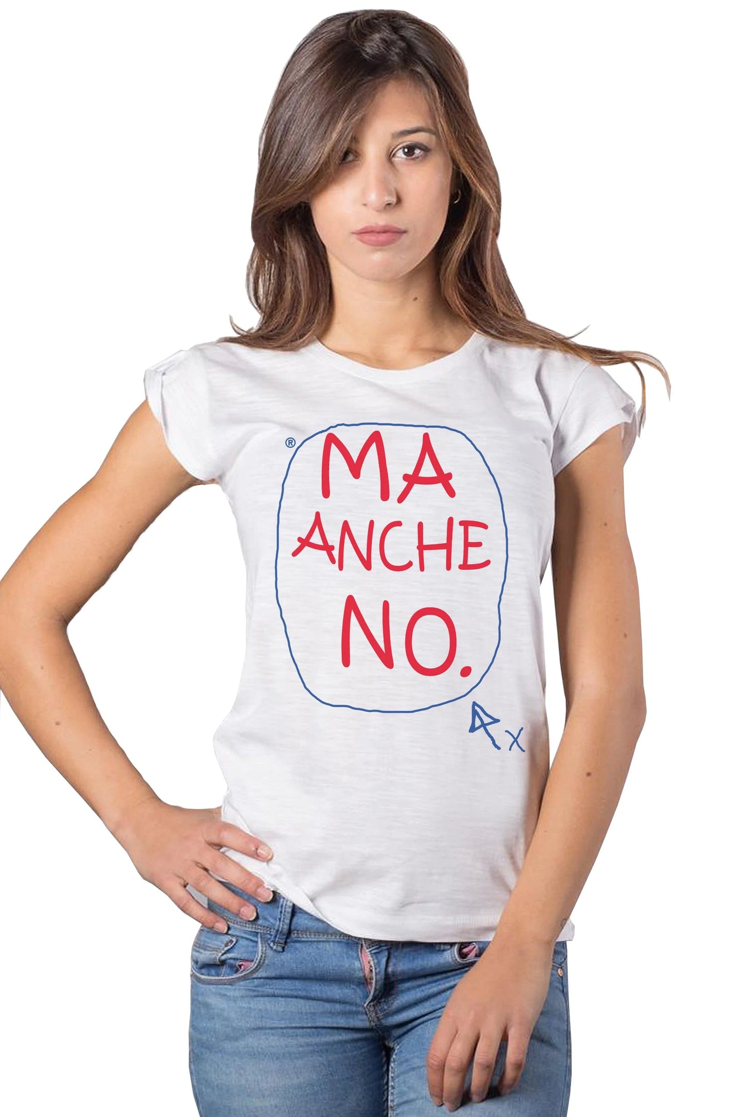T-shirt Donna Slub 'Ma Anche NO' - 100% Cotone Bio - STREET STYLE