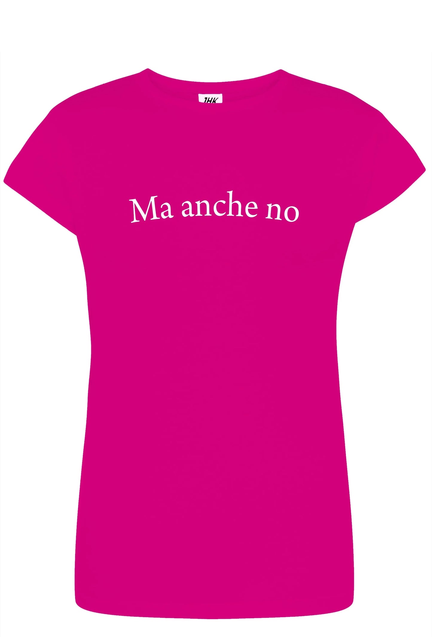 T-shirt donna fucsia in cotone pettinato con scritta bianca, streetwear urban stile