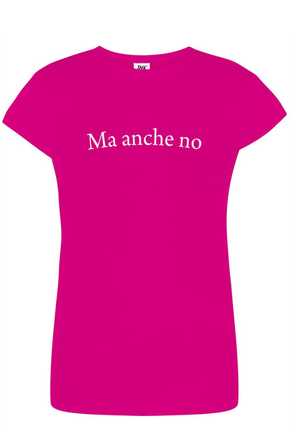 T-shirt donna fucsia in cotone pettinato con scritta bianca, streetwear urban stile