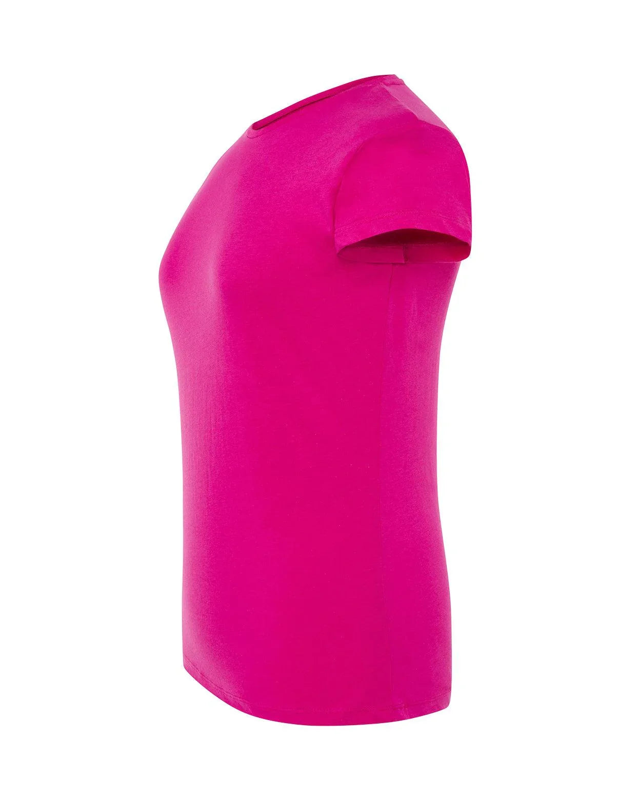 T-shirt donna fucsia in cotone pettinato, stile streetwear urban, manica corta