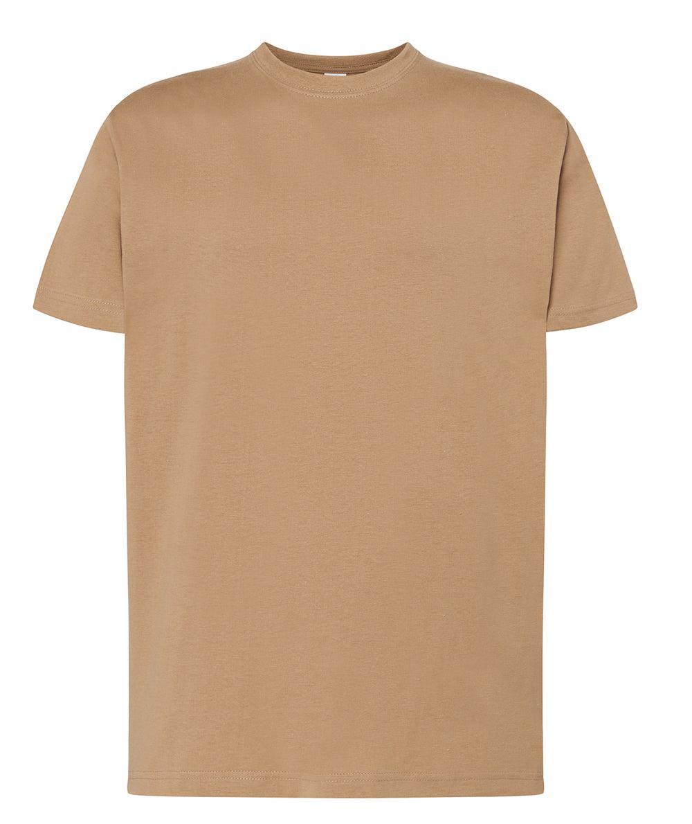 T-shirt streetwear beige in cotone, stile urban minimalista, manica corta e girocollo.